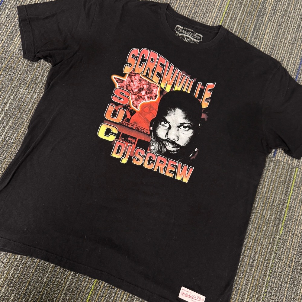 Mitchell & Ness DJ Screw T-Shirt Mens XXL Black Excellent Screwville SUC Graphic